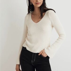 Madewell Women's Cream V-Neck Sweater